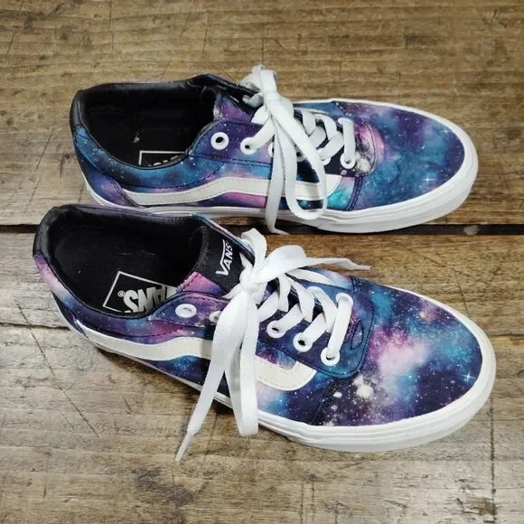 VANS Galaxy Shoes Size 7.5 Sneakers Lace Up Purple Blue Universe - Picture 5 of 9